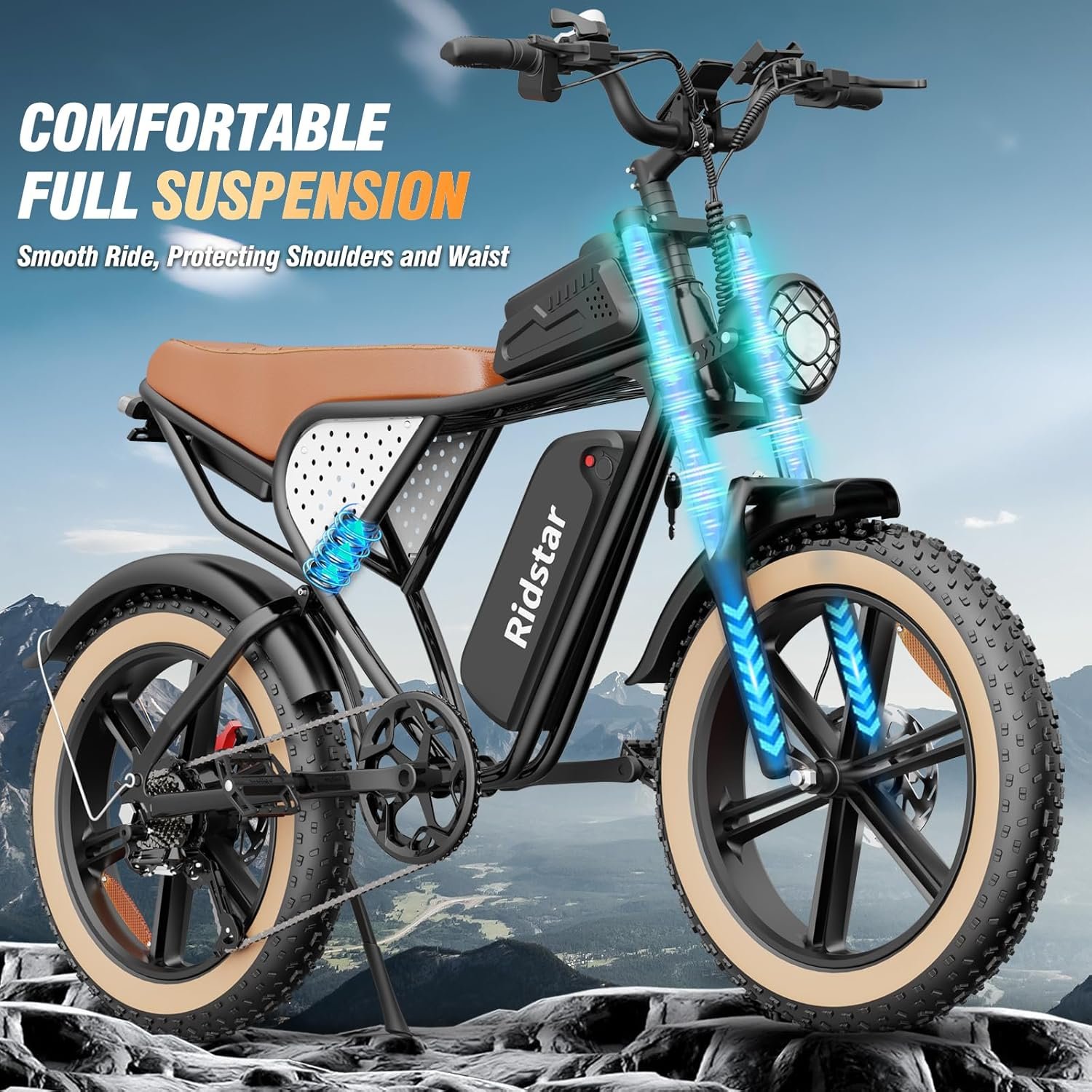 Electric Bike for Adults Q20, 2000/1500W, 37/30MPH,52V 40AH,48V/20AH E-Bike,30-180 Miles Electric Motorcycle, 20��� Fat Tire Dirt Bike, UL2849 All Terrain for Mountains, Snow, Sand, Road
