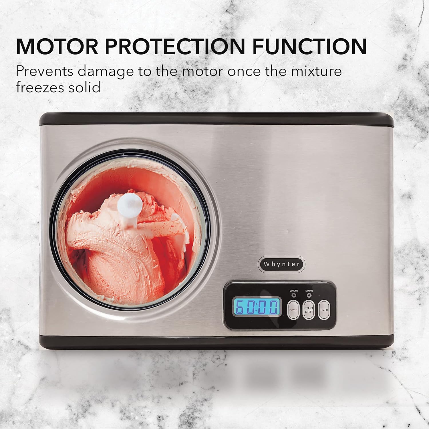 Automatic Ice Cream Maker 1.6 Quart Capacity Stainless Steel, with Built-in Compressor, no pre-Freezing, LCD Digital Display, Timer, One Size, Black