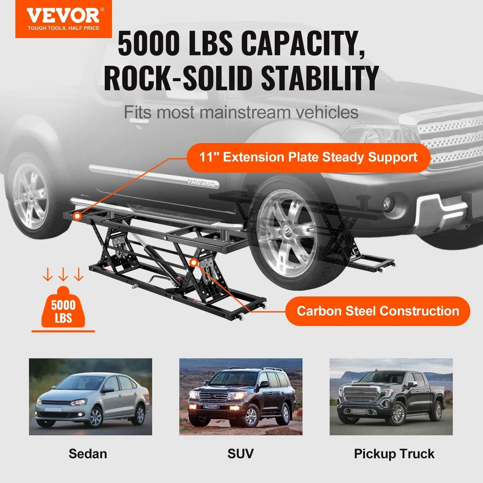 Portable Car Lift 5000 LBS Automatic Car Lift System Jack for Home Garage