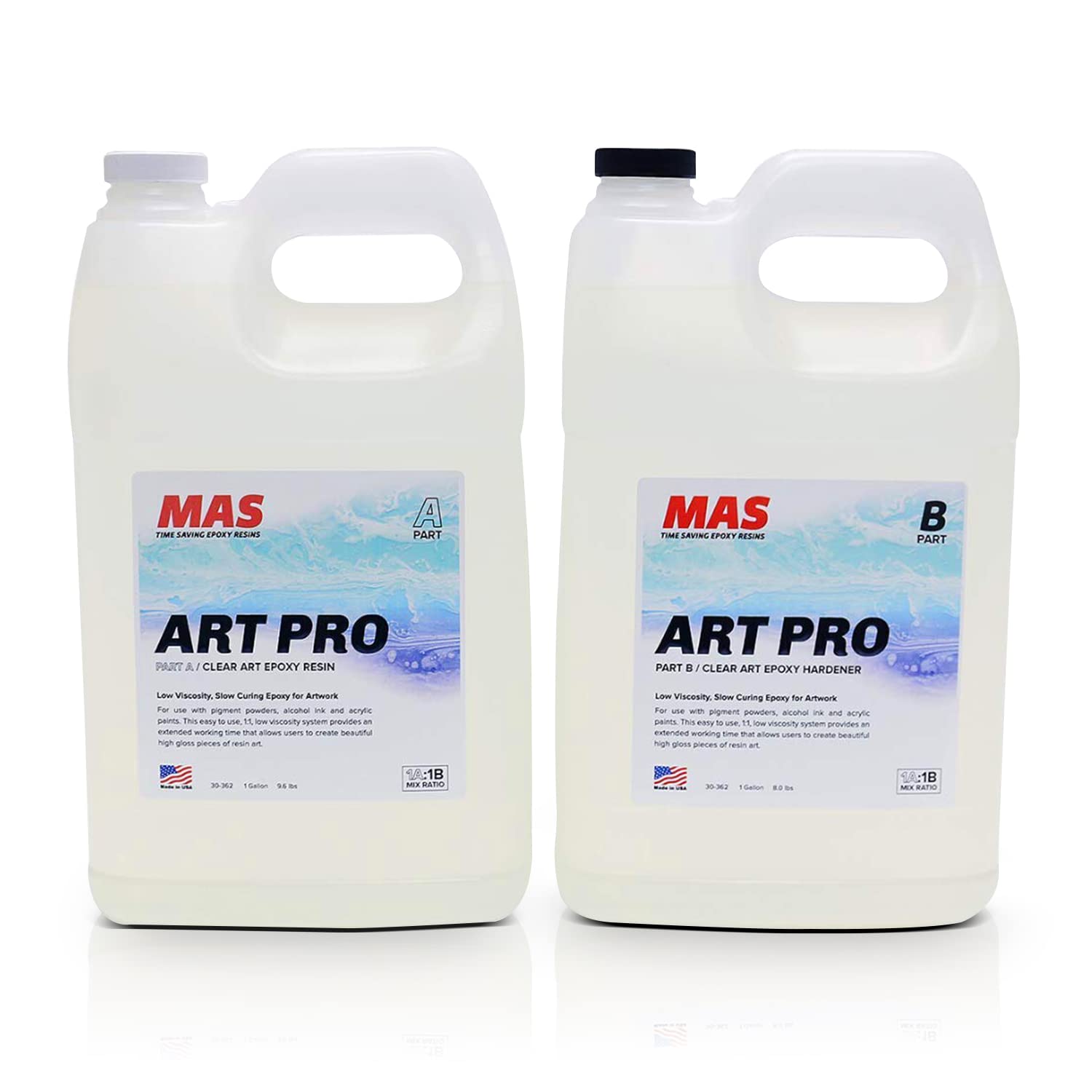 Epoxy Resin & Hardener | Two Part Art Resin Features UV Inhibition, Longer Working Time, Special Formulation for Resin Art | Professional Grade Crystal Clear Epoxy Resin (2 Gallon)