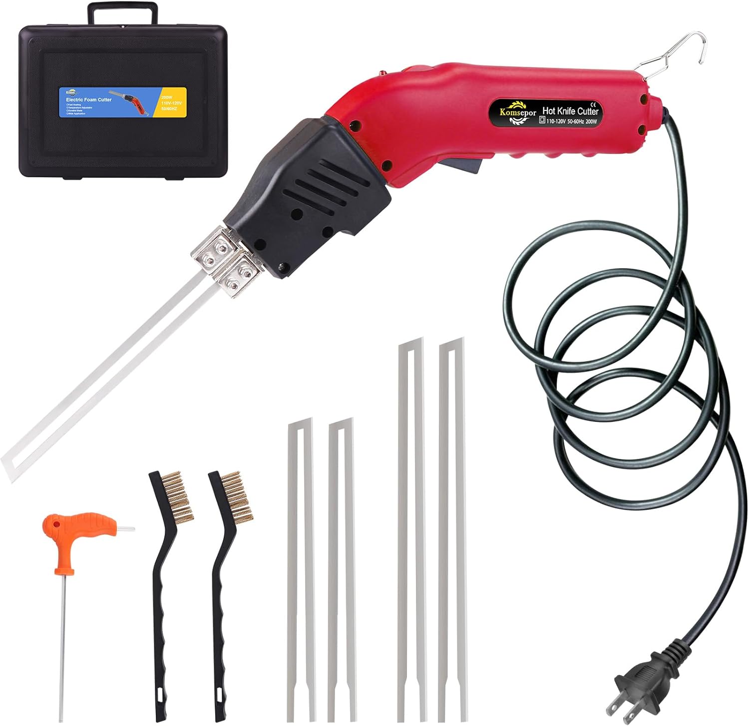 K2NSB 200W Electric Foam Cutter with Slotting, Air-Cooled Hot Knife for Styrofoam, EPP, EPS, XPS, EPE, KT Board  C 4 Blades Included