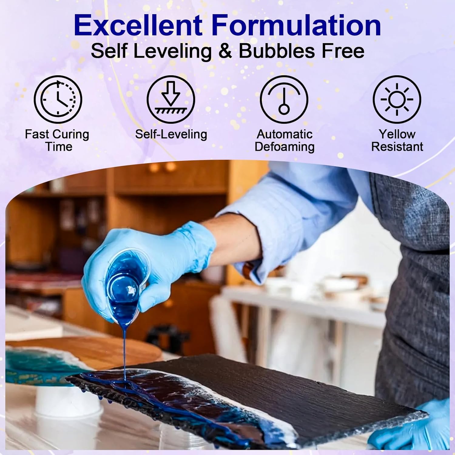 2 Gallon Epoxy Resin + 2 Gallon Epoxy Hardener, High Gloss Coating for River Table Tops, Art Casting Resin, Jewelry Making, DIY, Tumblers, Molds, Art Painting, Fast Curing Resin