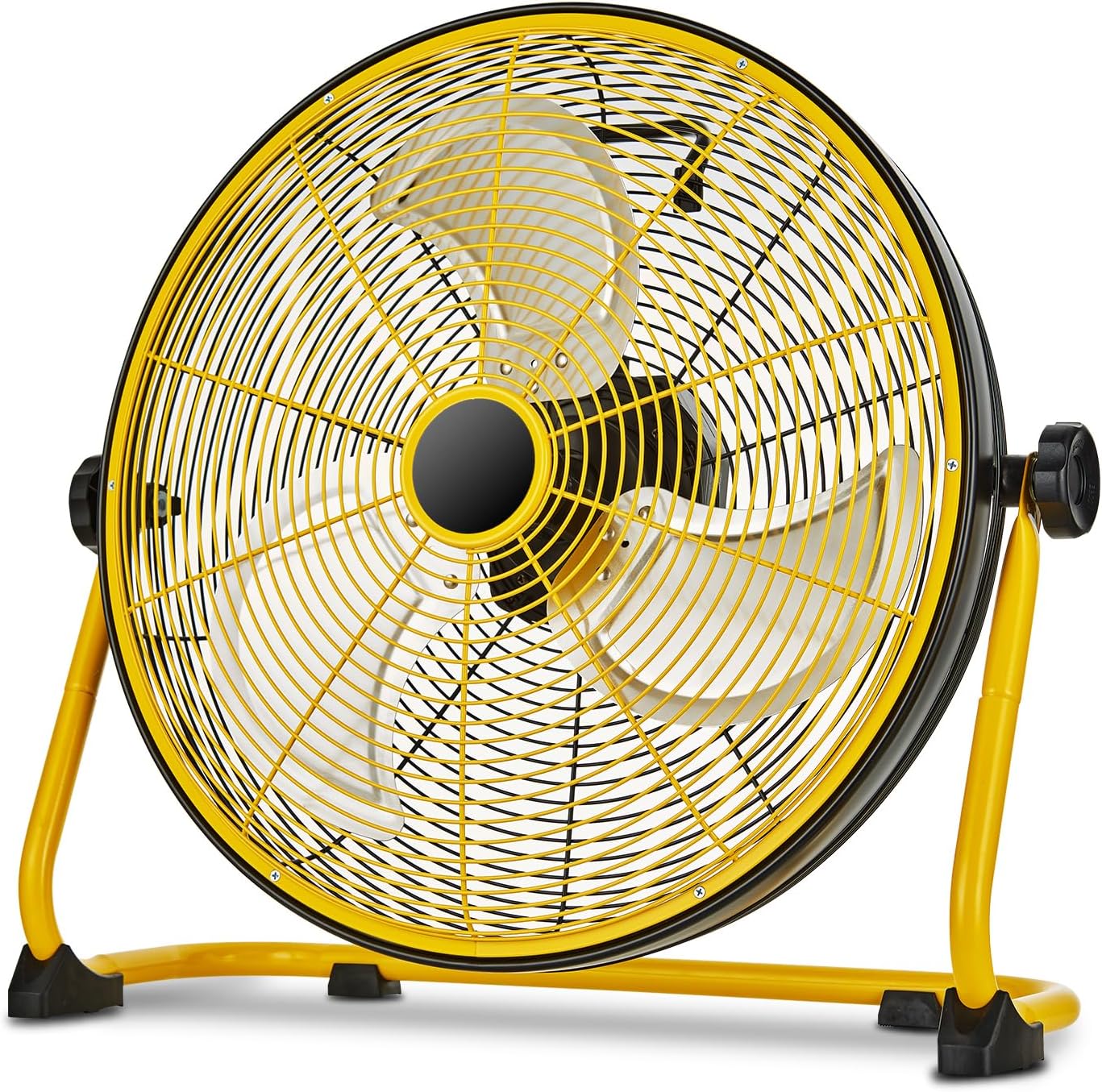 Rechargeable Outdoor High Velocity Camping Floor Fan, 16 ?Portable Battery Operated Fan with Metal Blade for Garage Camping Gear Accessories