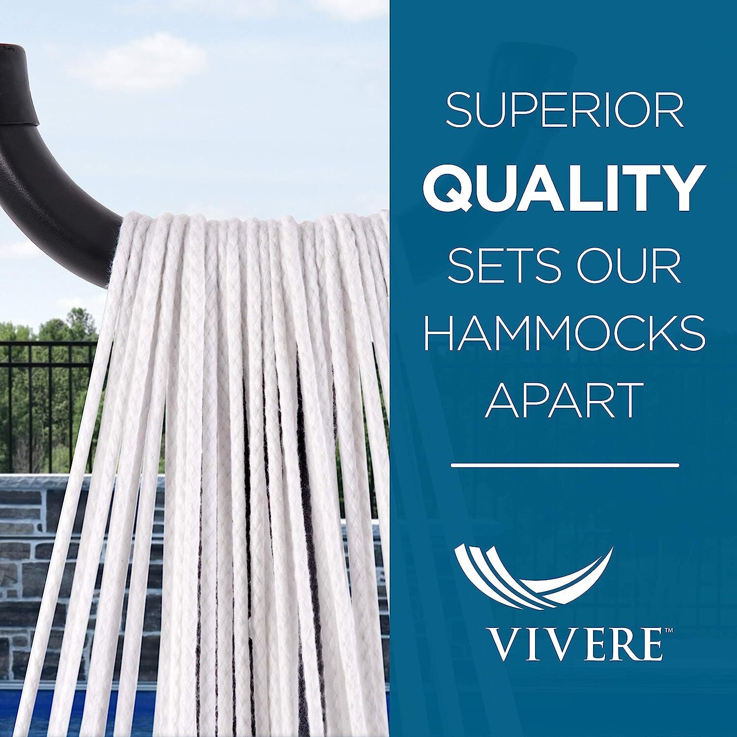 Vivere Double Cotton Hammock with Steel Stand, 450 lb Capacity, Tropical Colors, Includes Premium Carry Bag