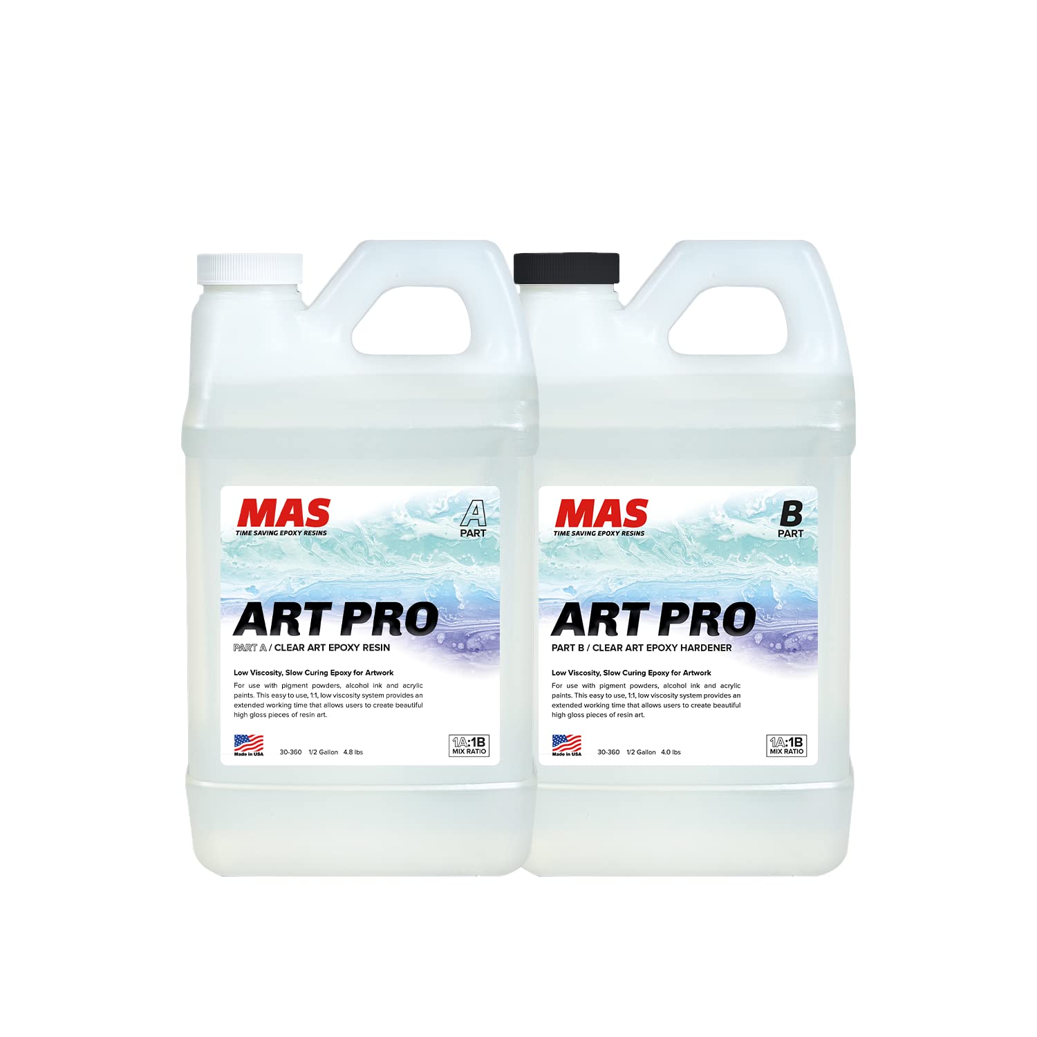 Epoxy Resin & Hardener | Two Part Art Resin Features UV Inhibition, Longer Working Time, Special Formulation for Resin Art | Professional Grade Crystal Clear Epoxy Resin (2 Gallon)