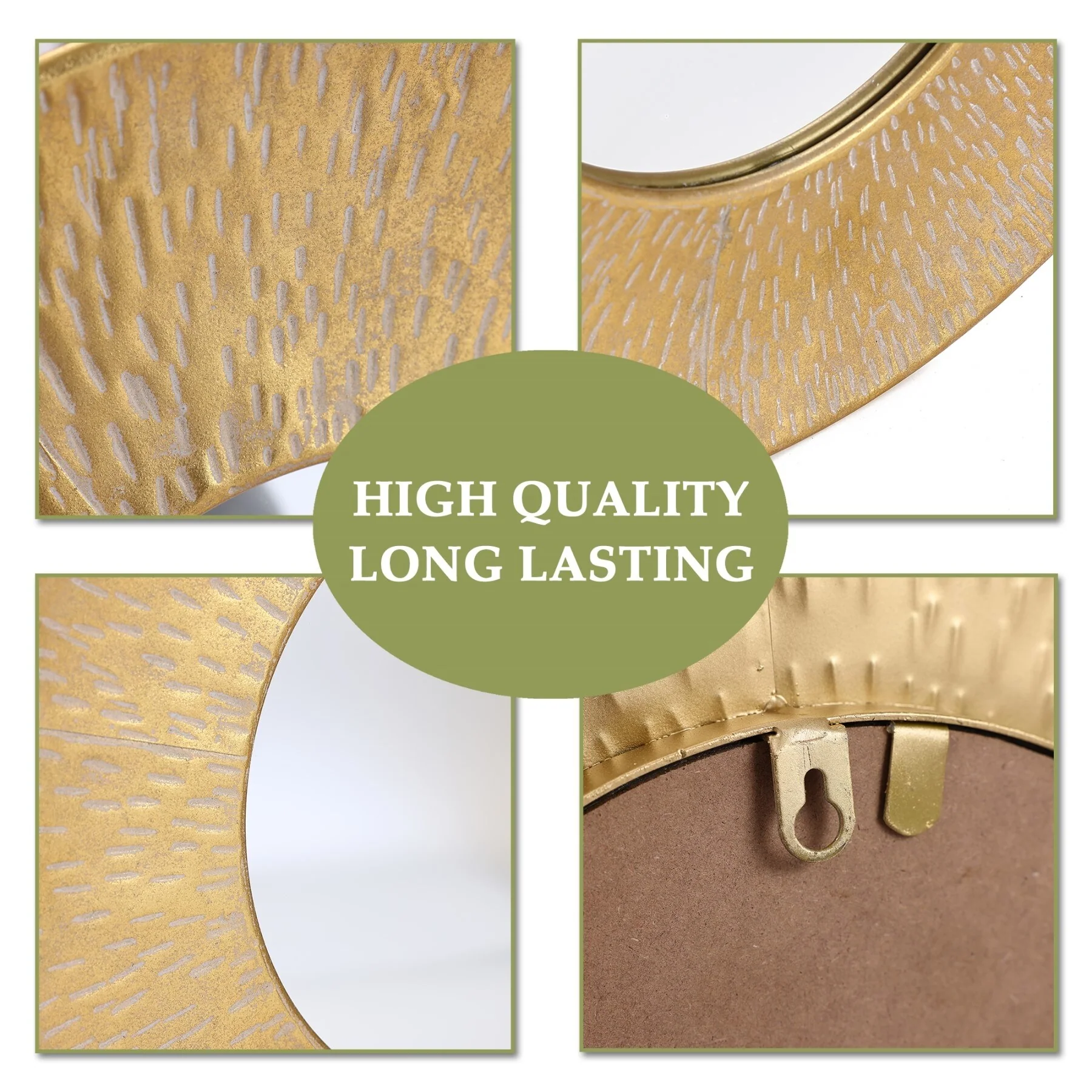 3-Piece Gold Metal Round Wall Mirror Set - 22.25