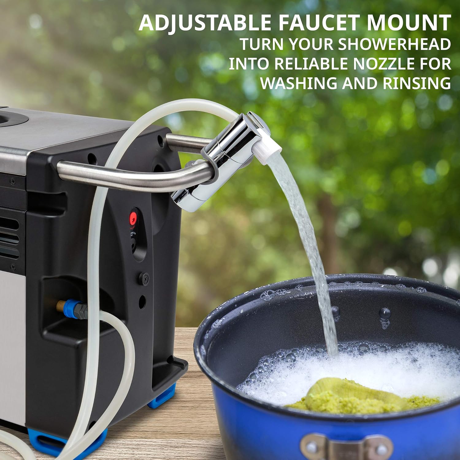 Portable Propane Water Heater & Shower Pump w/Built-in Battery | Compact Outdoor Cleaning & Showering System w/LCD, Safety Shutoff & Carry Case, Instant Hot Water for Camping & Hiking