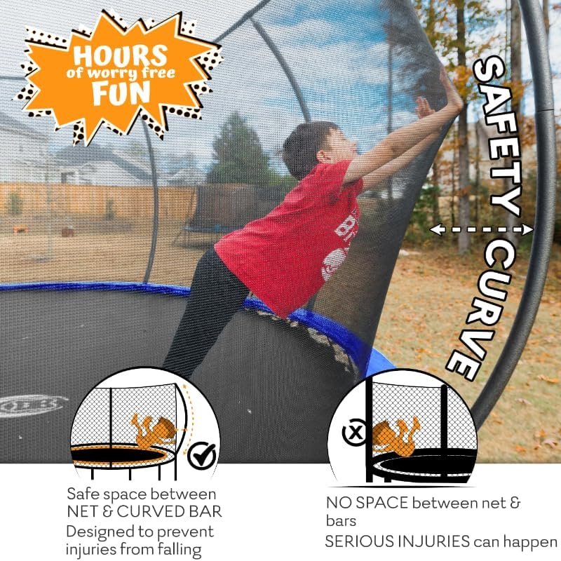 JUMPZYLLA Trampoline 8FT 10FT 12FT 14FT 15FT 16FT Trampoline with Enclosure �C Recreational Trampolines with Ladder and AntiRust Coating, ASTM Approval Outdoor Trampoline for Kids