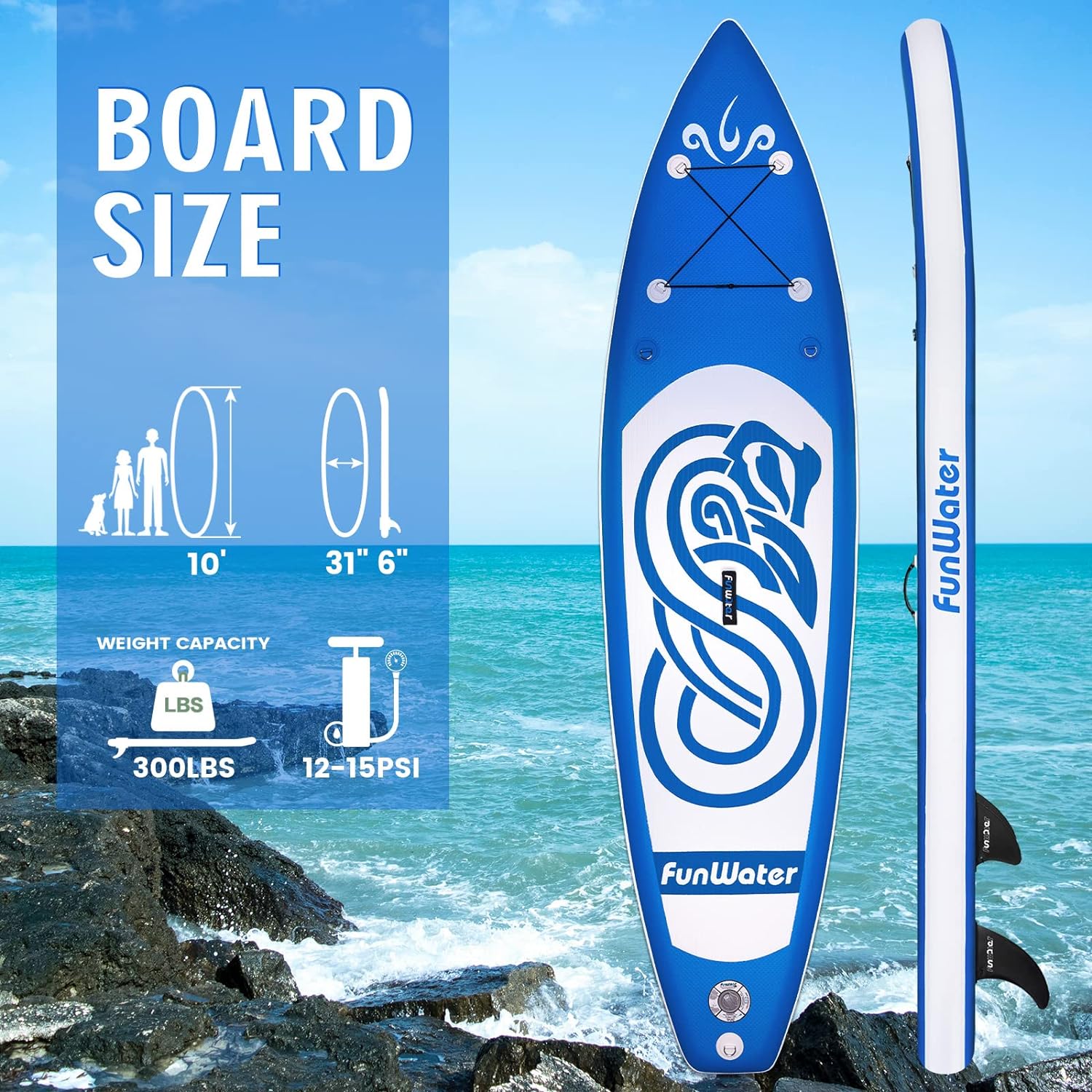Inflatable Ultra-Light Stand Up Paddle Board for All Skill Levels with Premium SUP Paddleboard Accessories,Non-Slip Comfort Deck for Youth & Adults.