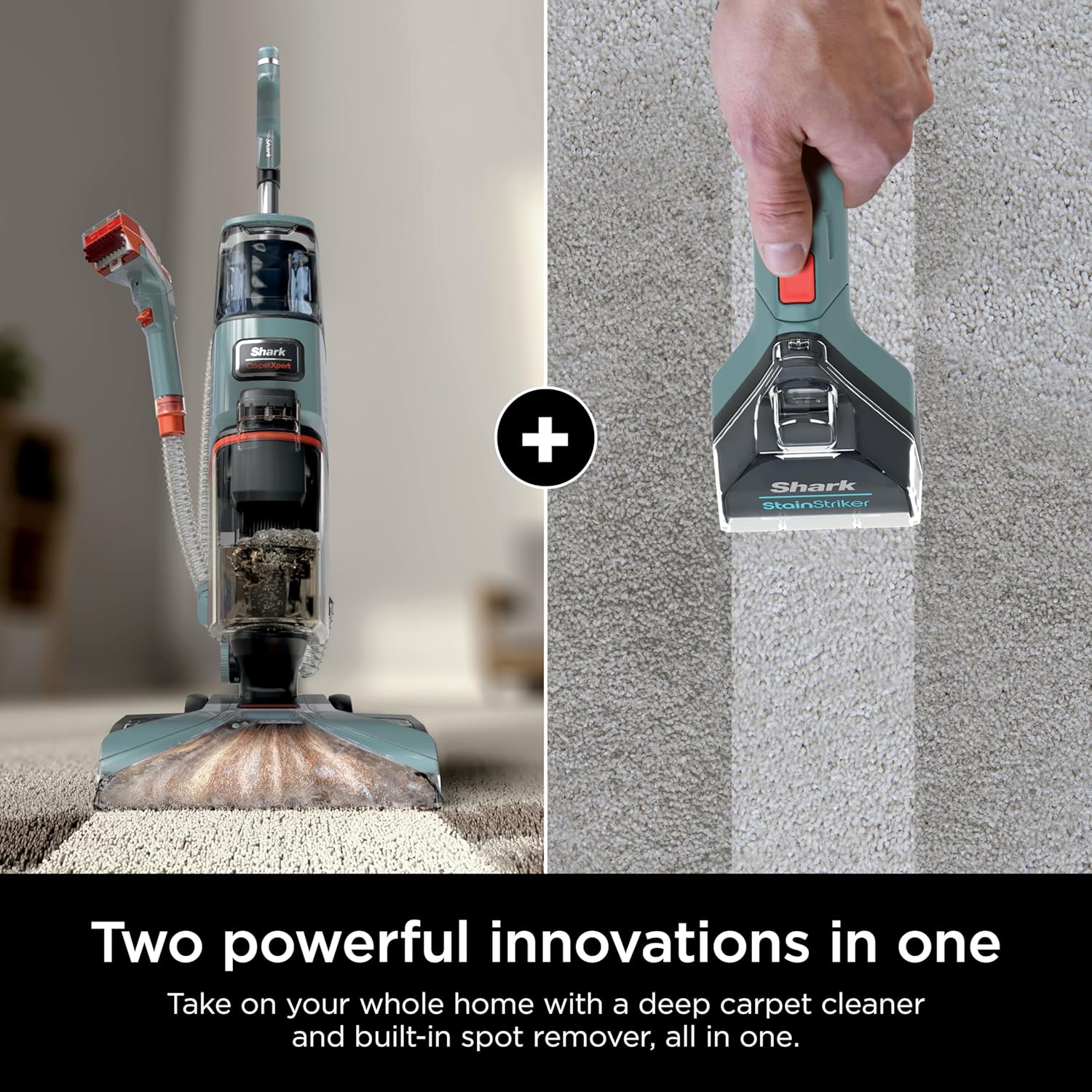 Upright Carpet, Area Rug & Upholstery Cleaner with StainStriker, Built-in Spot & Stain Cleaner, Perfect for Pets, Deep Cleaning & Tough Stain Removal, Carpet Shampooer, Cyan