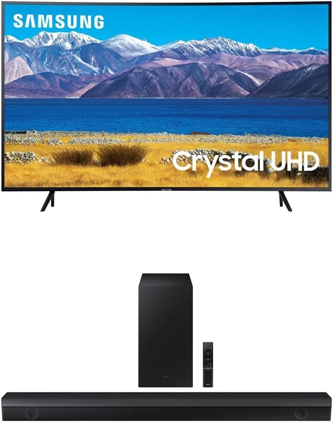 SAMSUNG 55-inch Class Curved UHD TU-8300 Series �C 4K UHD HDR Smart TV With Alexa Built-in (UN55TU8300FXZA, 2020 Model) + SAMSUNG HW-Q60B 3.1 ch Soundbar w/Dolby Audio/DTX Virtual:X, 2022