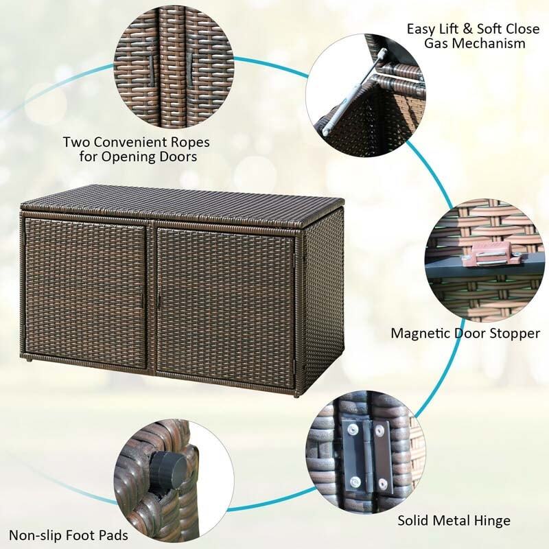 Keter 88 Gallon Rattan Outdoor Deck Storage Box  C Weatherproof Patio Container