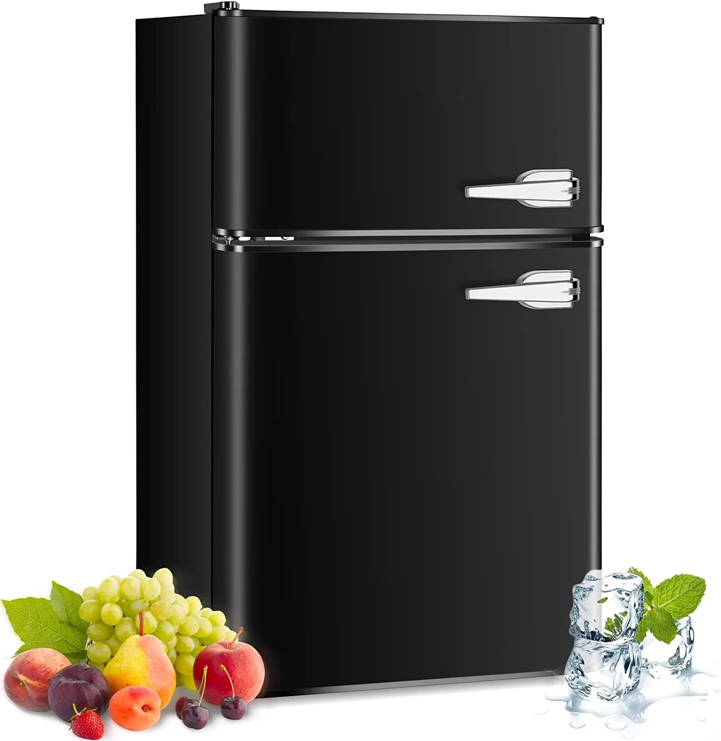 Compact Mini Refrigerator with Freezer, Thermostat Control, Energy Efficient, Double Door, Large Capacity