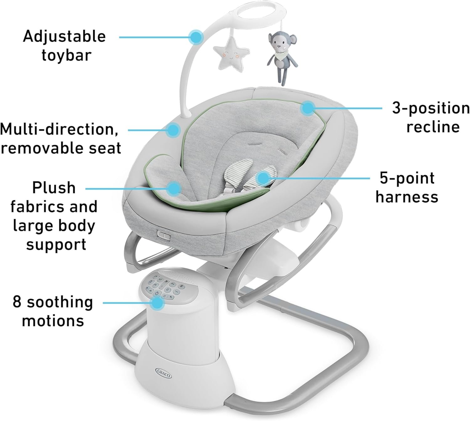 Soothe My Way with Removable Rocker, Madden �C Versatile Baby Swing & Portable Rocker