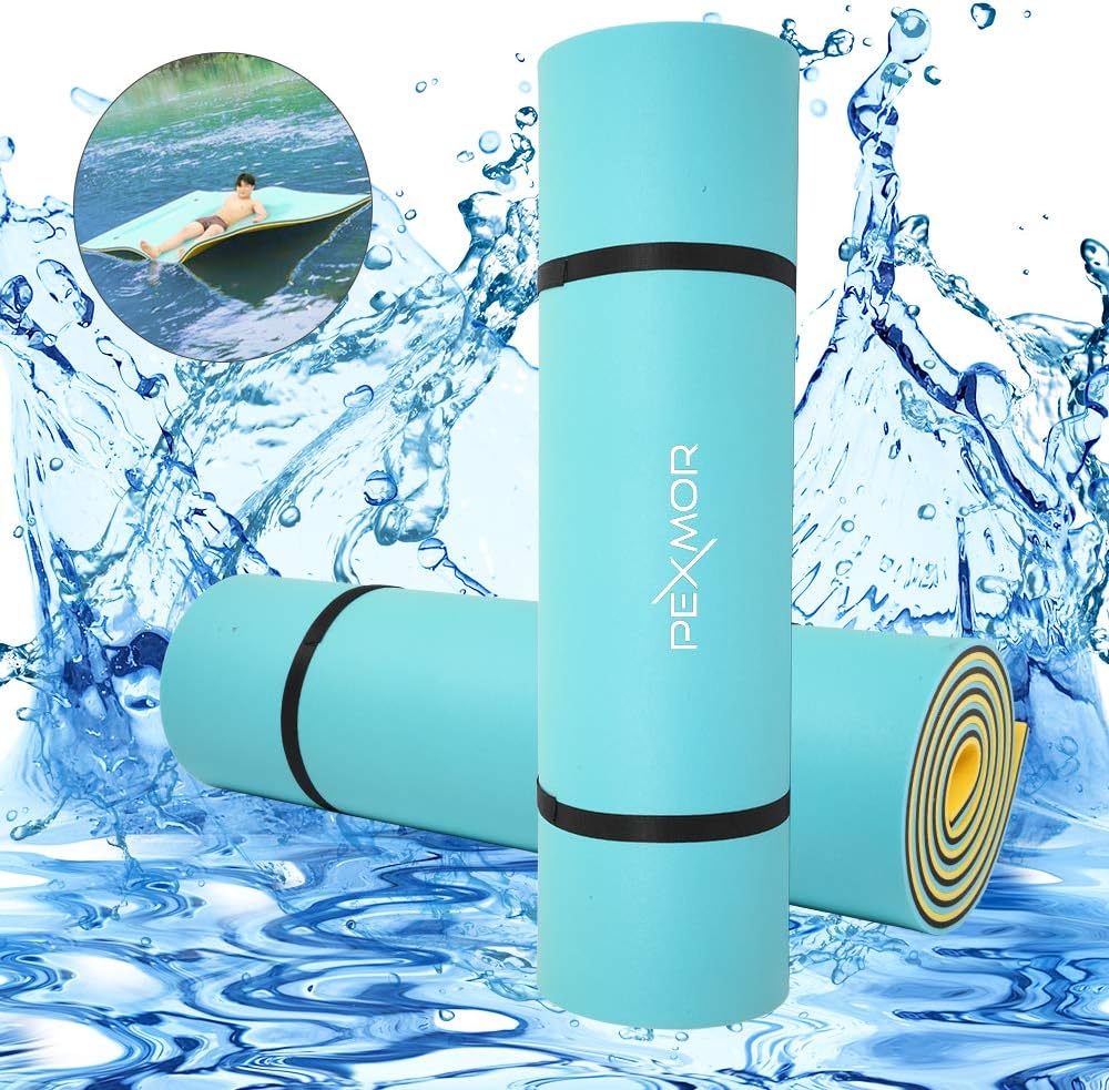 Floating Water Mat, 9/12/18 FT Lily Pad Floating Mat for The Water, 3-Layer XPE Foam Water Floating Island w/Bungee Tether & Storage Straps for Lake Pool Beach River