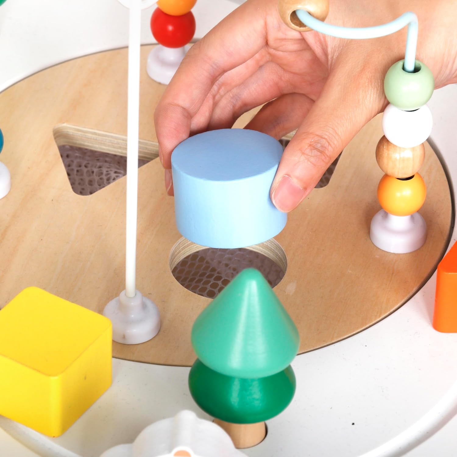 Touch Us Wooden Activity Table for Toddlers  C Montessori Toy with Bead Mazes, Gears & Xylophone, Ages 12 Months+