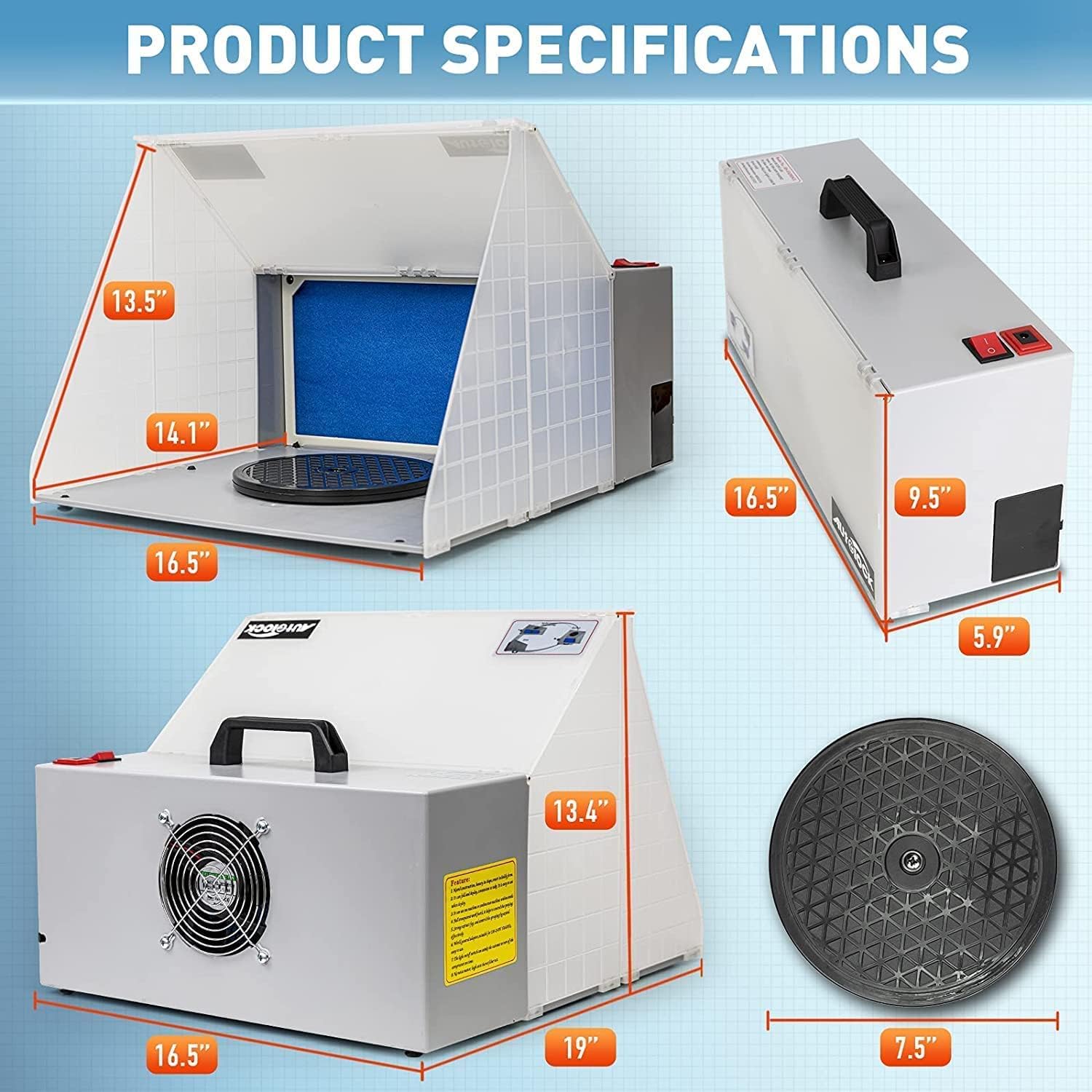 Autolock Spray Booth Kit with LED Lights & Filtration for Models, Crafts, & Hobbies  C Spacious Design & Extendable Exhaust