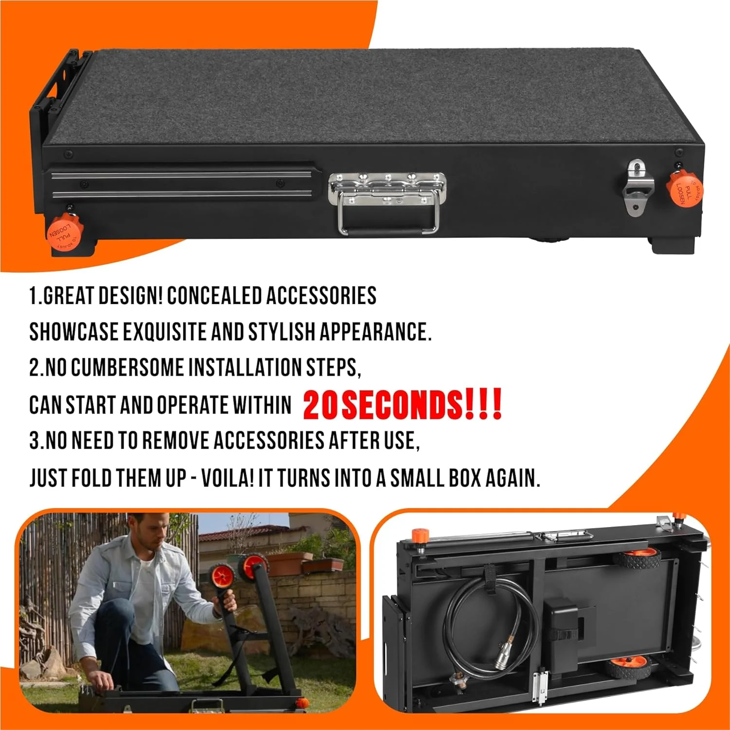 Outdoor Grill Table - Blackstone Griddle Stand with BBQ Prep Table, Wheels, Seasoning Tray