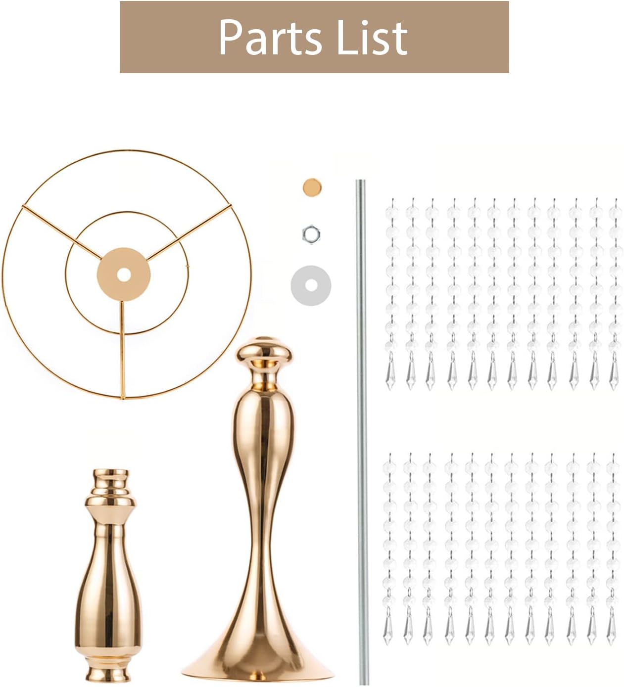 Sziqiqi Gold Metal Crystal Centerpiece Riser, 21.3    Tall, Pack of 10, Elegant Floral Stand for Weddings & Events