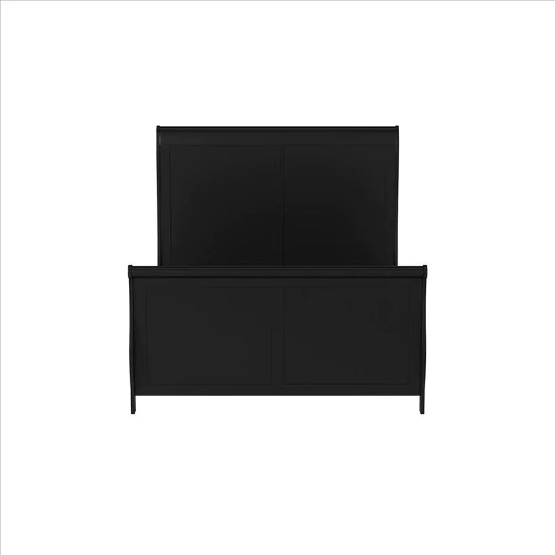 Gorgeous Black 3pc Beautiful Louis Philippe Style California King Size Sleigh Bed 2x Nightstand Set Wooden Bedroom Furniture