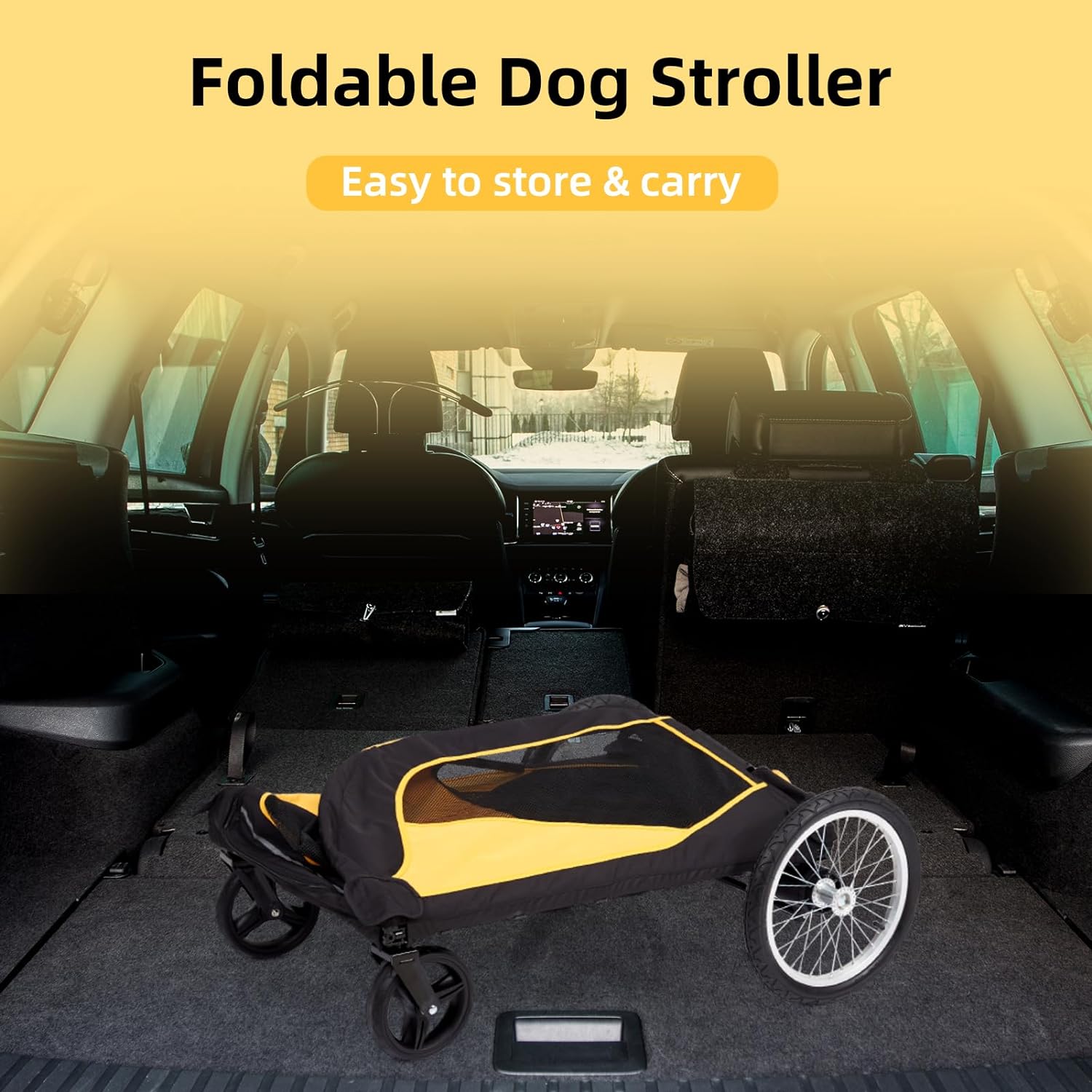Dog Stroller for Large Pet, Jogger Stroller, Easy Folding Cart Frame, Quick Release Wheel, Breathable Animal Stroller with 4 Wheel and Storage Space Pet Can Easily Walk in/Out Travel