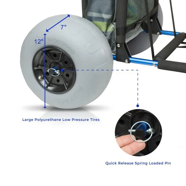 My Beach Cart Heavy Duty Folding Beach Cart with Big Wheels and Balloon Tires to Glide Over Sand