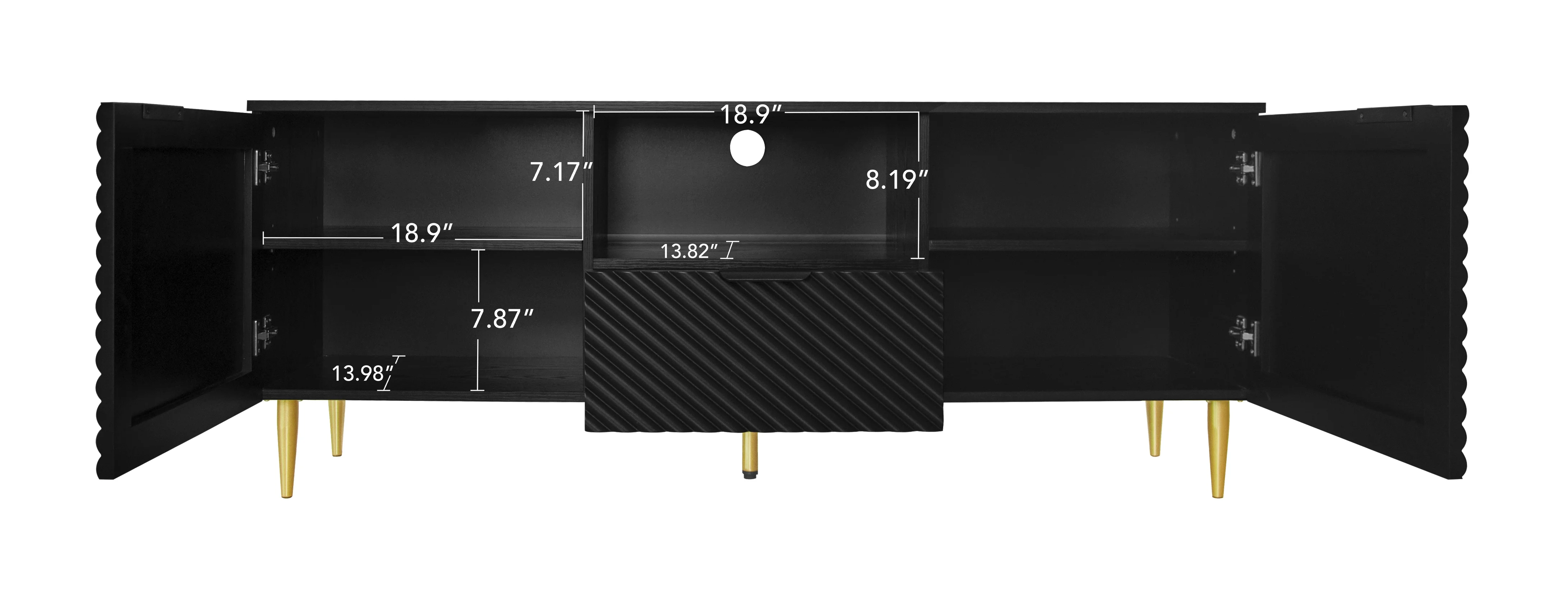 GeeHome TV Stand with Solid Ion Feet, TV Console Table for Living Room, Bedroom