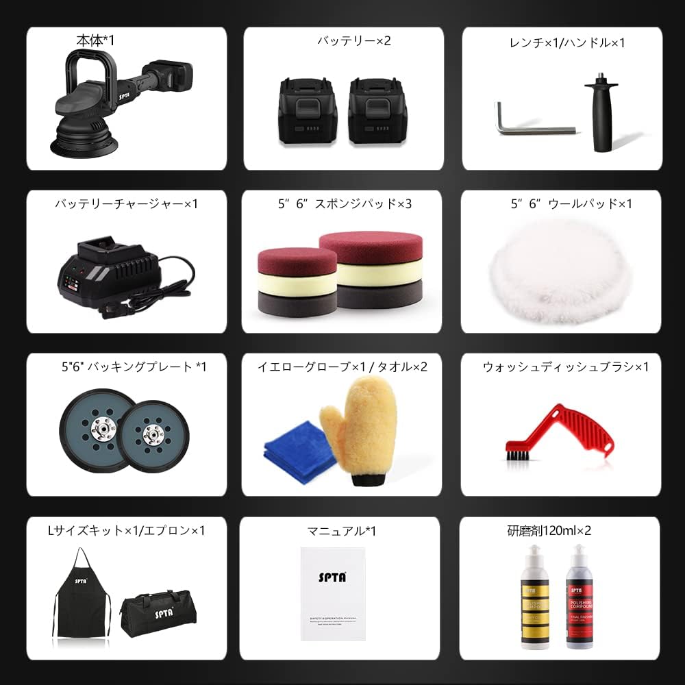 Buffer Polisher, 18V Cordless Rotary Polisher, 4Inch & 5Inch Car Polisher with 7 Variable Speed 2Pcs 4.0Ah Battery, 2 Backing Plate, 6 Polishing Pads, 2 Wool Pads for Car Polishing and Waxing