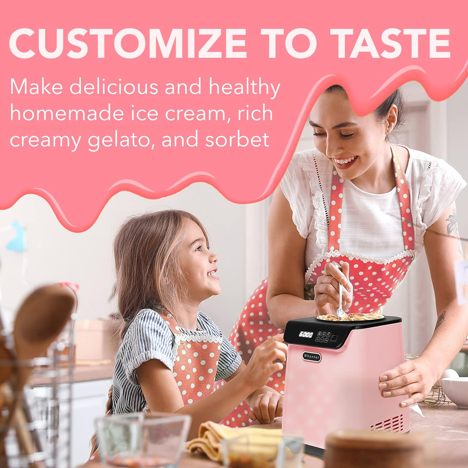 Automatic Ice Cream Maker 1.6 Quart Capacity Stainless Steel, with Built-in Compressor, no pre-Freezing, LCD Digital Display, Timer, One Size, Black