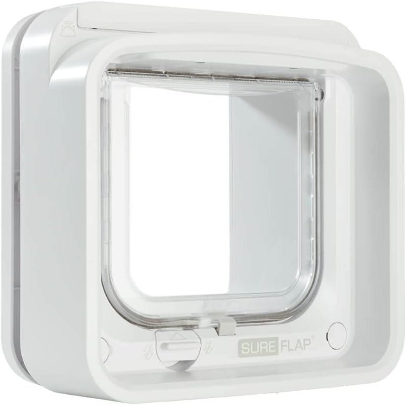 SureFlap Microchip Pet Door, Small, White  C App-Controlled Flap for Cats & Small Dogs, Requires Hub, 6 11/16    x 7    Opening