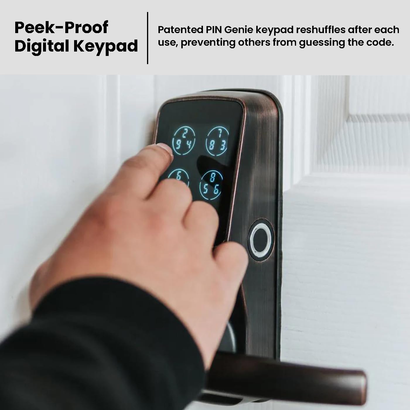 Lockly Smart Door Lock  C Keyless Entry with Biometric Fingerprint, Voice Control, Matte Black, Latch Edition, Wi-Fi & Bluetooth Enabled