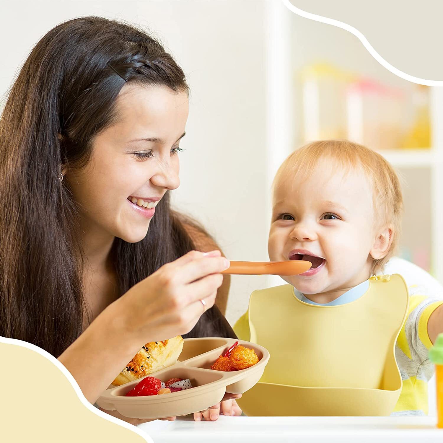 Silicone Baby Feeding Set by [Brand]  C 12-Piece, Includes Bibs, Plates, Bowls, Utensils, Cups, Safe & Durable