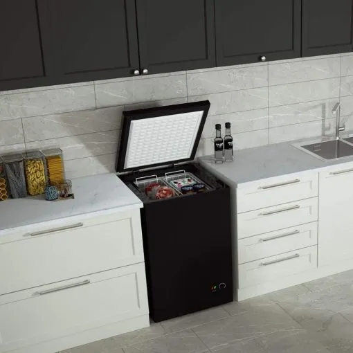 Northair 3.5 Cu Ft Chest Freezer, Black �C Quiet Compressor, 2 Removable Baskets, 7 Temp Settings