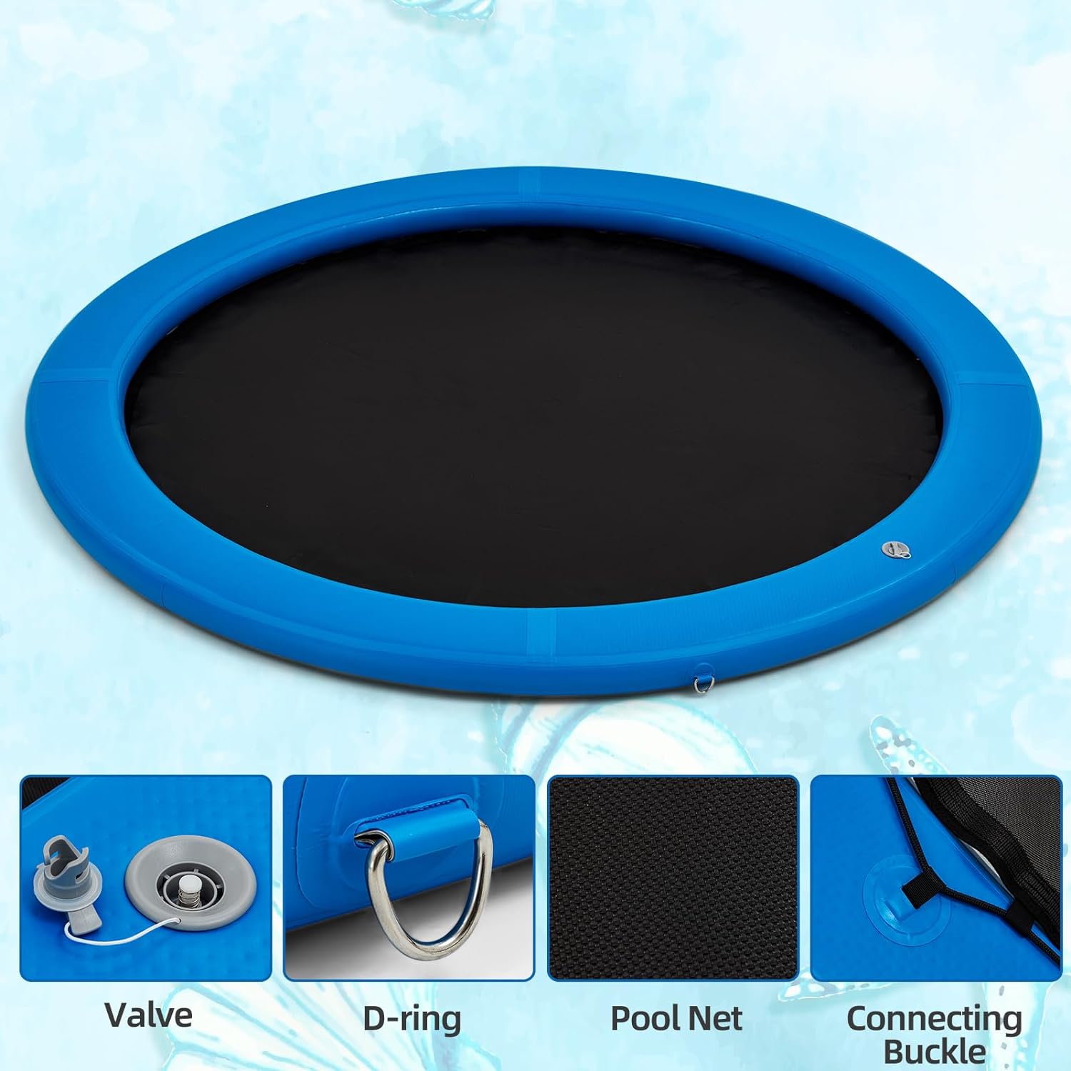 8'x8' Floating Dock, Inflatable Dock,Sunchill Float Ring with 4-inch High-Grade Woven Fabric, Manual Pump for Quick Inflate/Deflate, Fits 4-6, Ideal for Lakes, Pools, Oceans