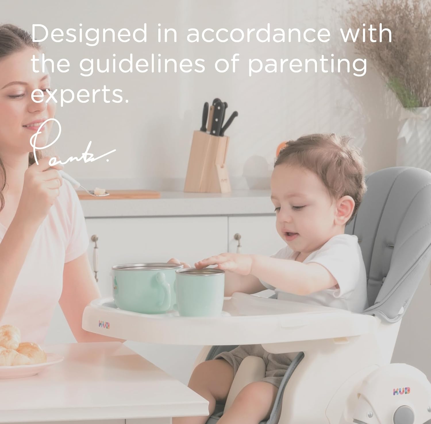 Foldable Baby High Chair with Removable Seat & Tray, Adjustable Height & Recline, Locking Wheels