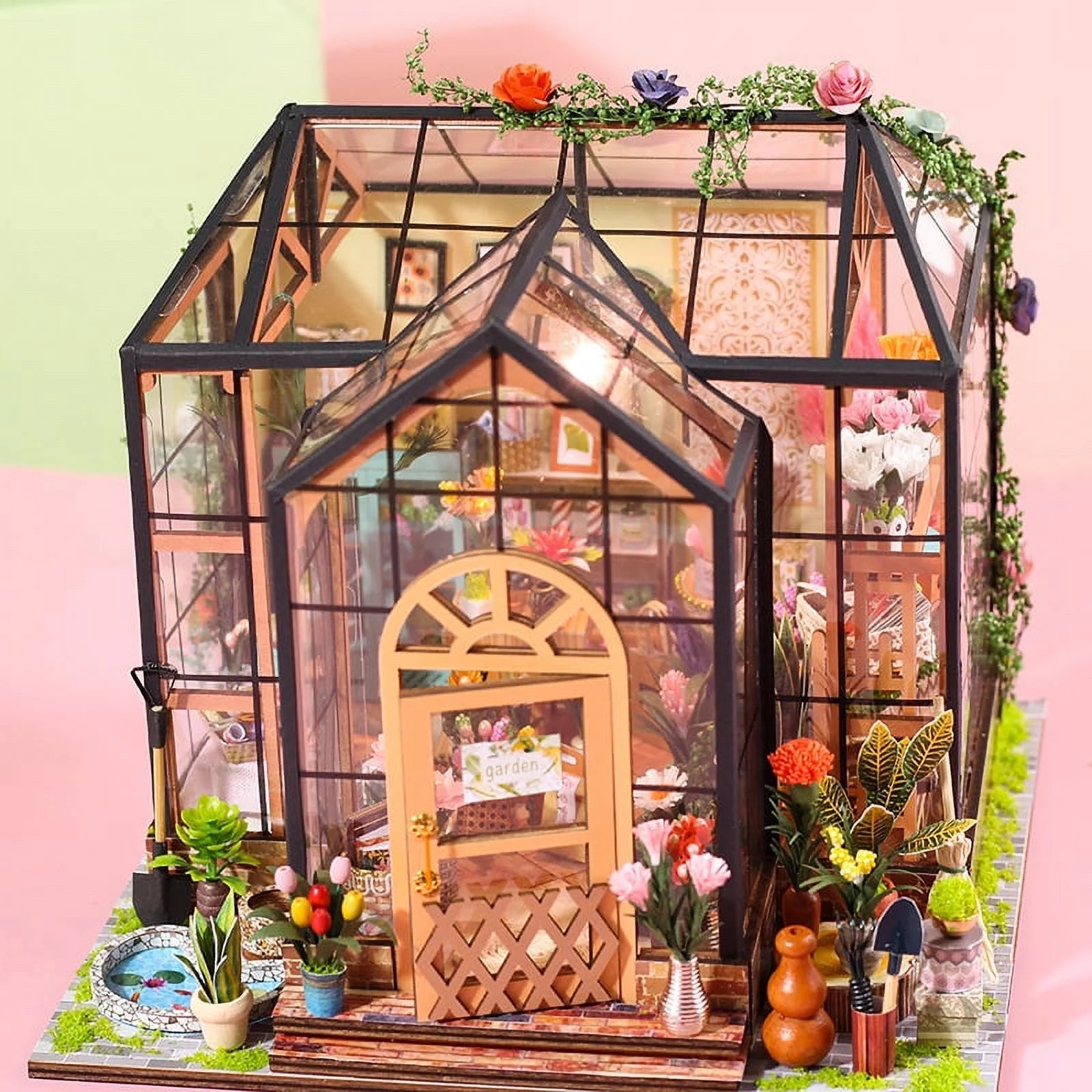 DIY Miniature Dollhouse Handmade DIY Building Kits Jenny Greenhouse Wooden Doll House Flowerhouse Handmade Toys Gifts for Kids