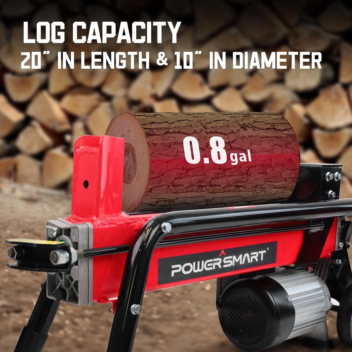 PowerSmart Electric Log Splitter 7-Ton �C Efficient Wood Splitter with 3500 Motor Speed, 15 Amp, Horizontal Full Beam Design and Steel Wedge for Firewood & Kindling Cutting