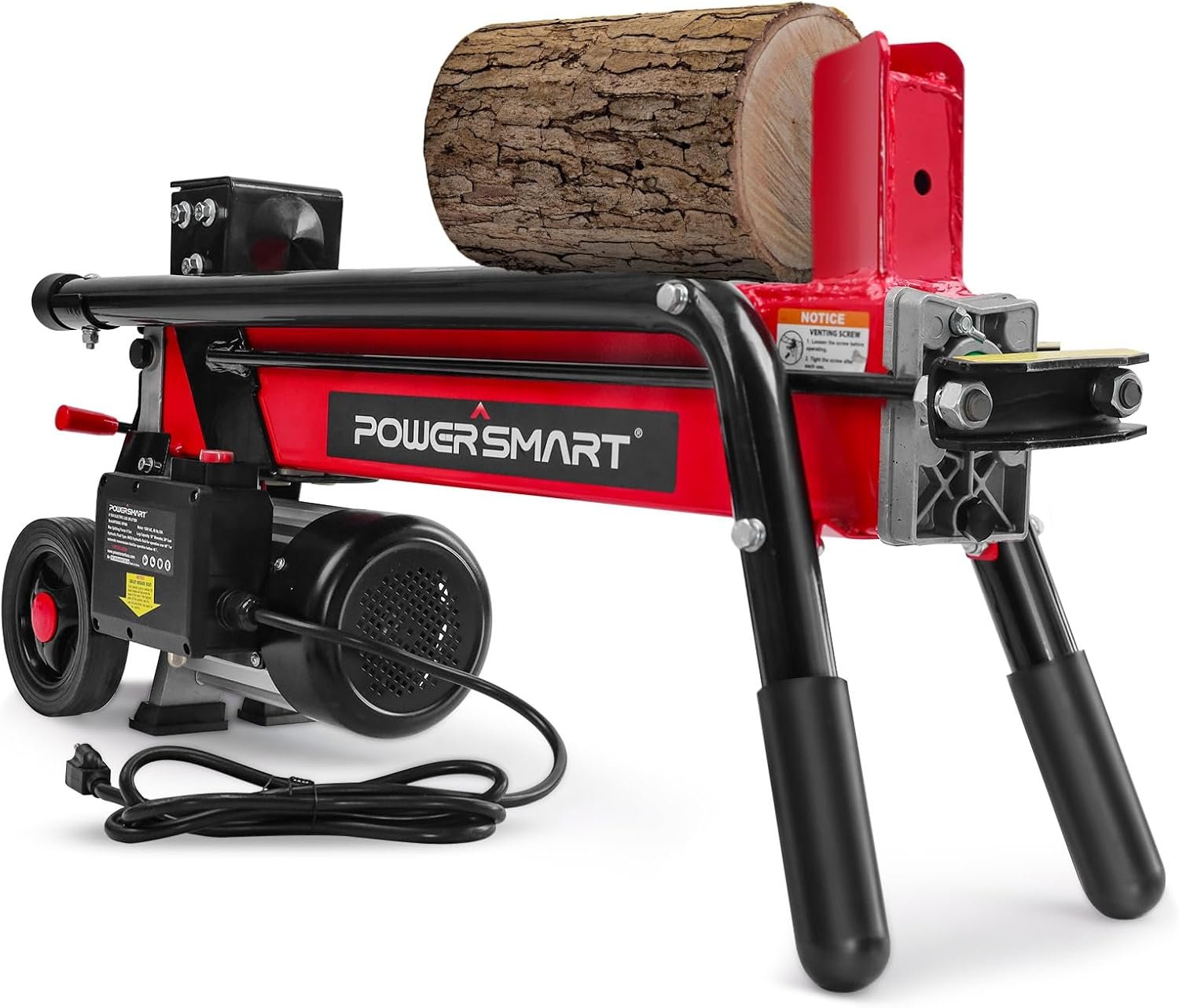 PowerSmart Electric Log Splitter 7-Ton �C Efficient Wood Splitter with 3500 Motor Speed, 15 Amp, Horizontal Full Beam Design and Steel Wedge for Firewood & Kindling Cutting