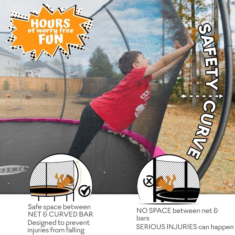 JUMPZYLLA Trampoline 8FT 10FT 12FT 14FT 15FT 16FT Trampoline with Enclosure �C Recreational Trampolines with Ladder and AntiRust Coating, ASTM Approval Outdoor Trampoline for Kids