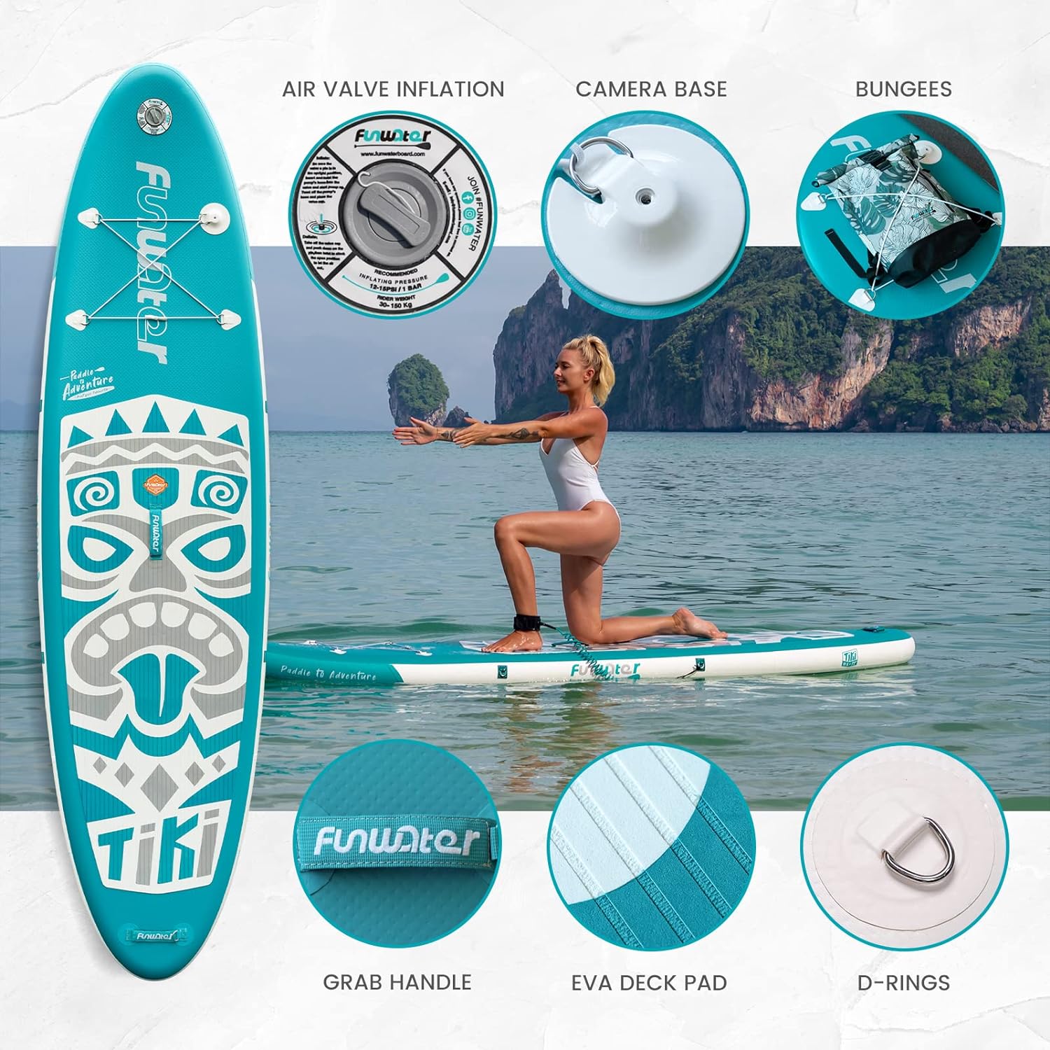 Inflatable Ultra-Light Stand Up Paddle Board for All Skill Levels with Premium SUP Paddleboard Accessories,Non-Slip Comfort Deck for Youth & Adults.