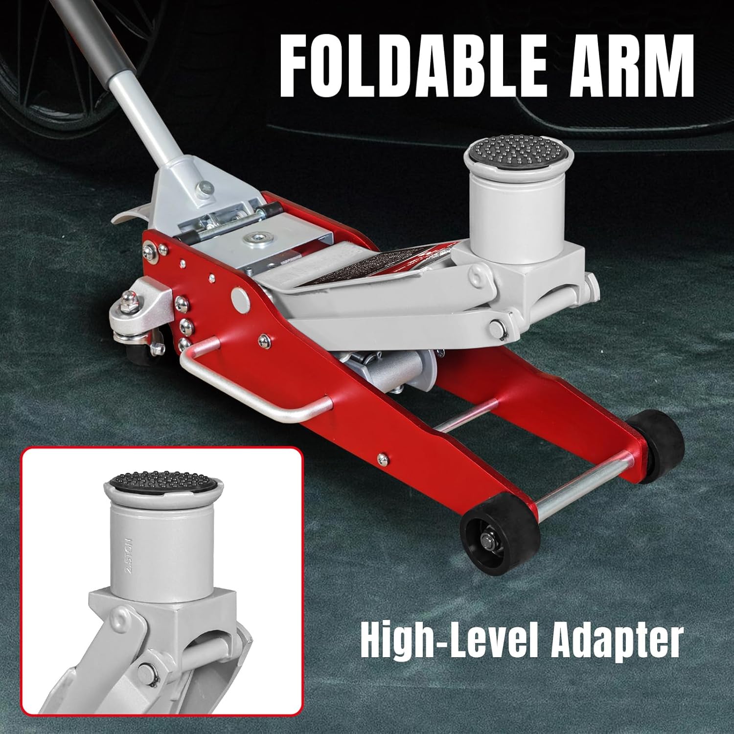 Red Aluminum & Steel 3 Ton Hydraulic Floor Jack with Quick Lift Pump