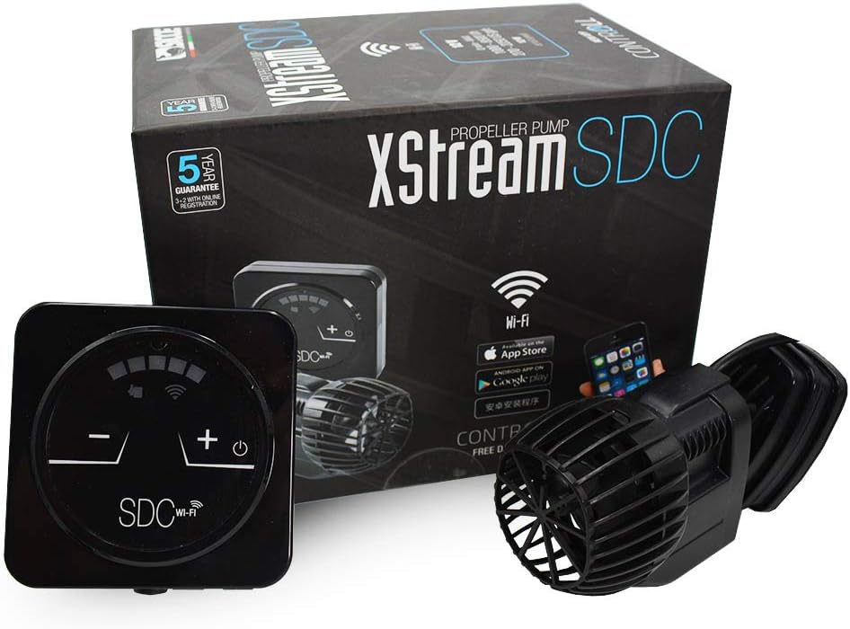 Sicce XStream SDC WiFi Controllable Aquarium Wave Pump, 2250 GPH, Stainless Steel, Black