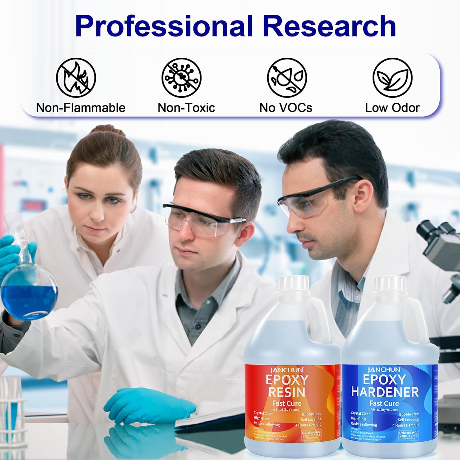 2 Gallon Epoxy Resin + 2 Gallon Epoxy Hardener, High Gloss Coating for River Table Tops, Art Casting Resin, Jewelry Making, DIY, Tumblers, Molds, Art Painting, Fast Curing Resin