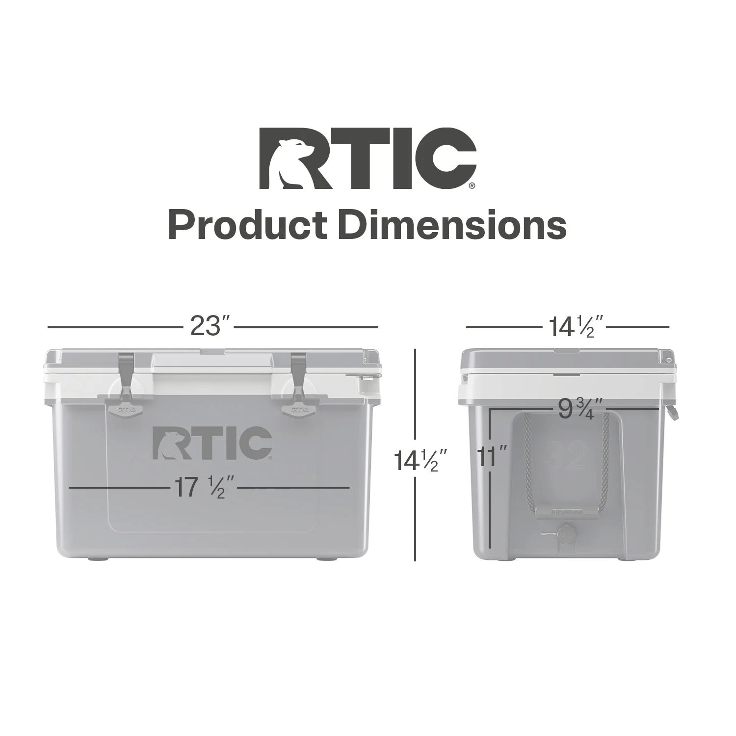 32 QT Ultra-Light Hard-Sided Ice Chest Cooler, Dark Grey And Cool Grey, Fits 48 Cans