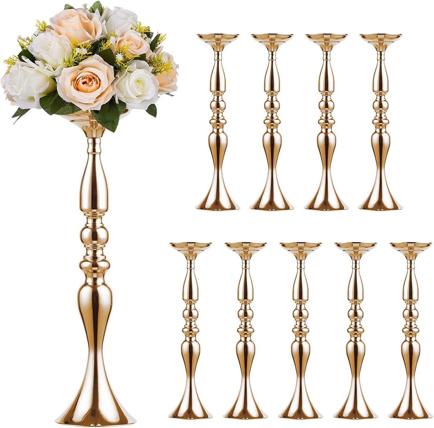 Elegant Silver Metal Wedding Centerpiece Stand 31.5     C Tall Tabletop Decor for Events & Parties