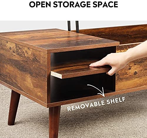 WLIVE Lift Top Coffee Table with Hidden Compartment & Adjustable Storage Shelf