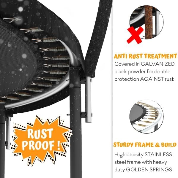 JUMPZYLLA Trampoline 8FT 10FT 12FT 14FT 15FT 16FT Trampoline with Enclosure �C Recreational Trampolines with Ladder and AntiRust Coating, ASTM Approval Outdoor Trampoline for Kids