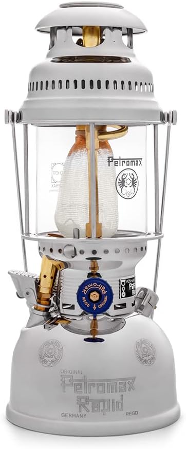 HK500 Pressurized Lantern, 500 Candlepower with 1 Quart Kerosene Tank for Home, Camping or Emergency Lighting, Hand Assembled High Pressure 400 Watt Lamp, Polished Brass