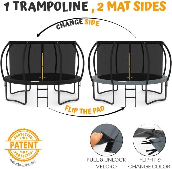JUMPZYLLA Trampoline 8FT 10FT 12FT 14FT 15FT 16FT Trampoline with Enclosure �C Recreational Trampolines with Ladder and AntiRust Coating, ASTM Approval Outdoor Trampoline for Kids