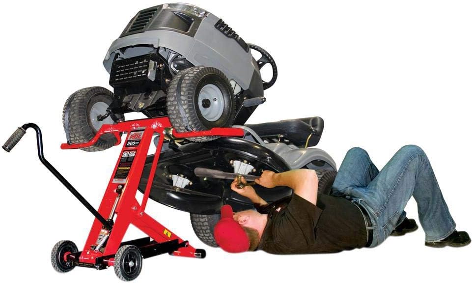 HDL 500 NO 45501-OP Hydraulic Cylinder Lift Jack for Zero Turn Radius Riding Lawn Mower Maintenance and Repair, 500lb Lifting Capacity with Locking Bar for Added Safety